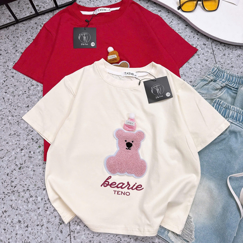 Bộ short jean bé gái gấu bông