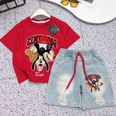 Bộ short jean bé gái Mickey Minin