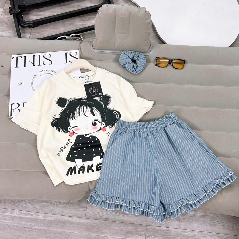 Bộ thun bé gái búp bê bèo