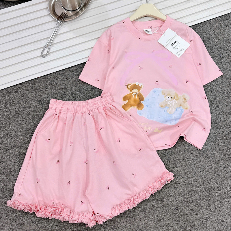 Bộ thun bé gái bèo hình gấu