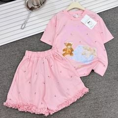 Bộ thun bé gái bèo hình gấu