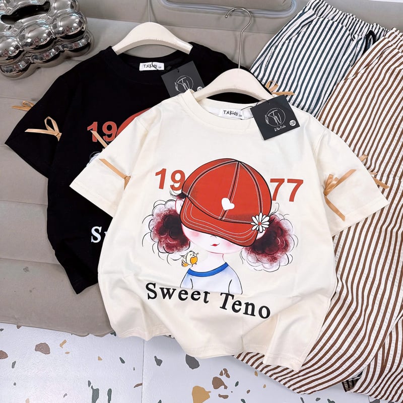 Bộ thun dài bé gái sọc Teno 1977