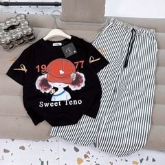 Bộ thun dài bé gái sọc Teno 1977