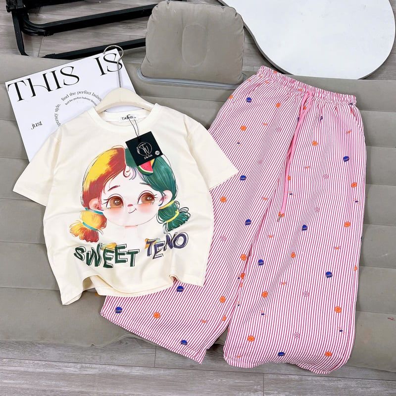 Bộ thun bé gái quần dài Sweet Teno