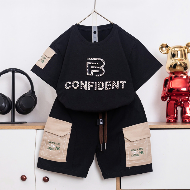 Bộ thun bé trai chữ nổi B Confident