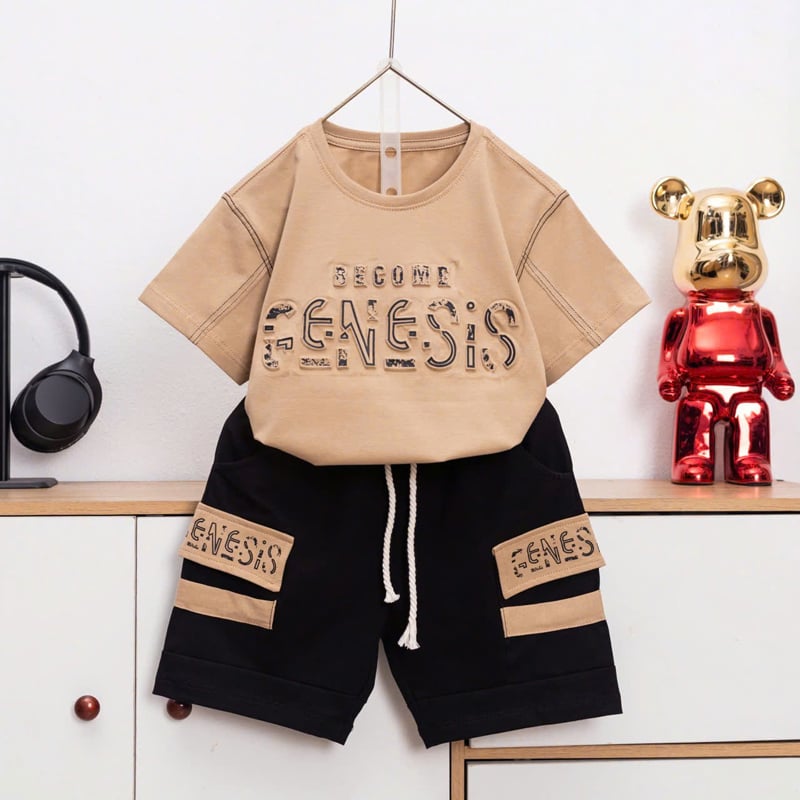 Bộ thun bé trai chữ nổi Become