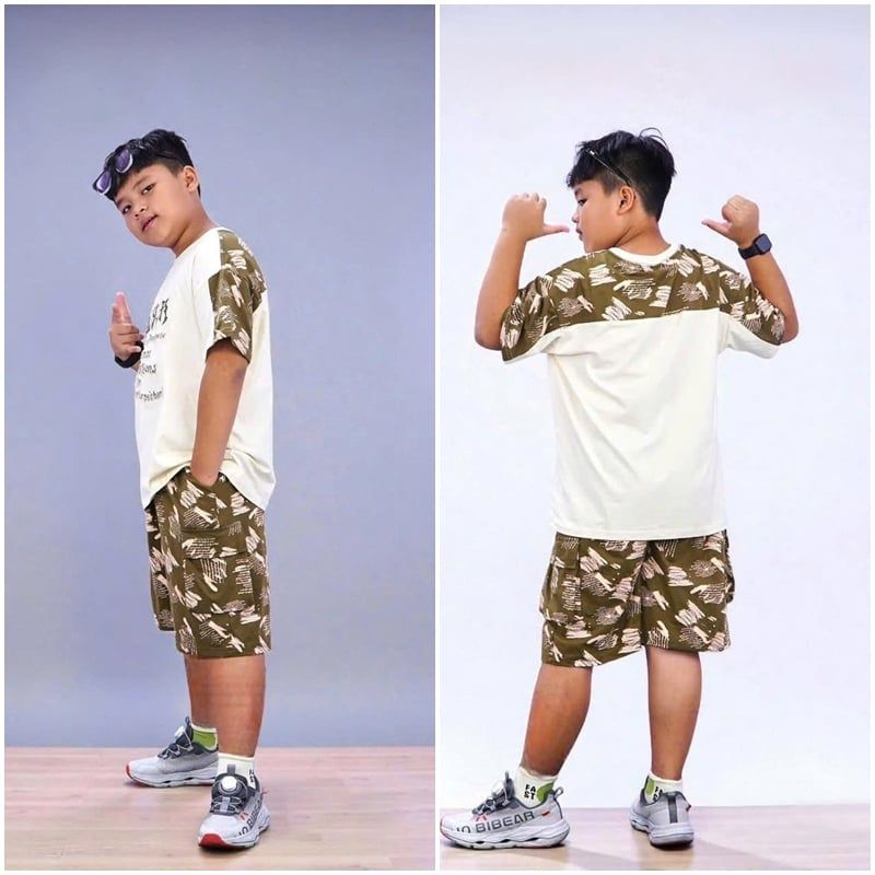 Bộ thun bé trai chữ nổi Danger