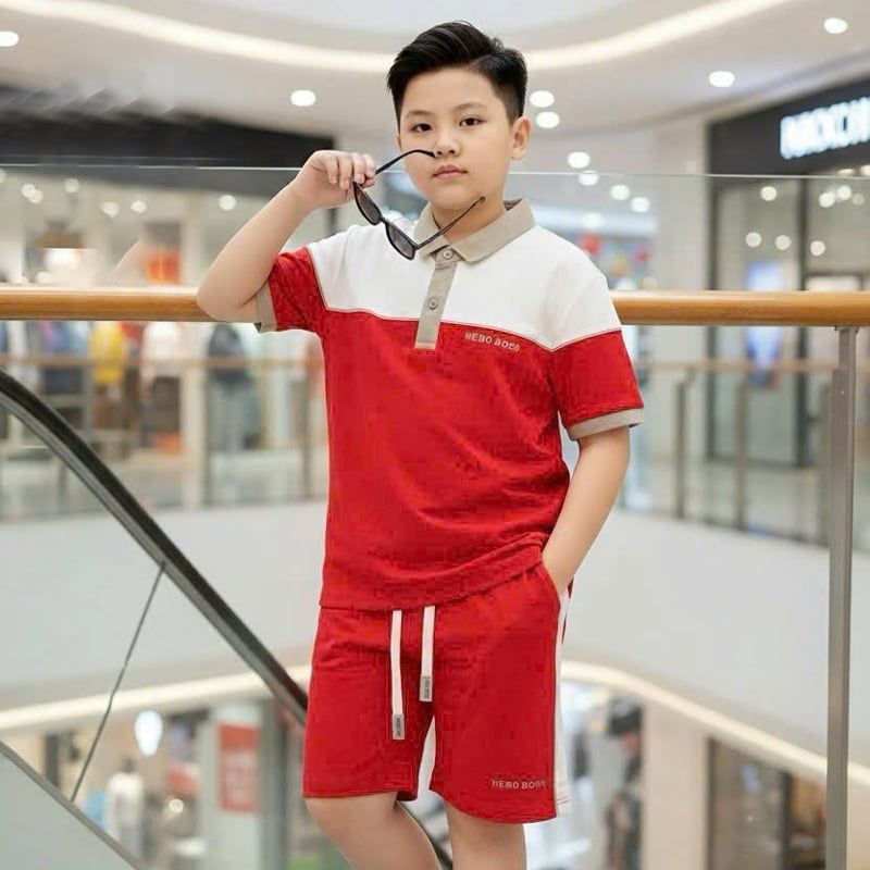 Bộ thun bé trai cổ trụ Hero Boss