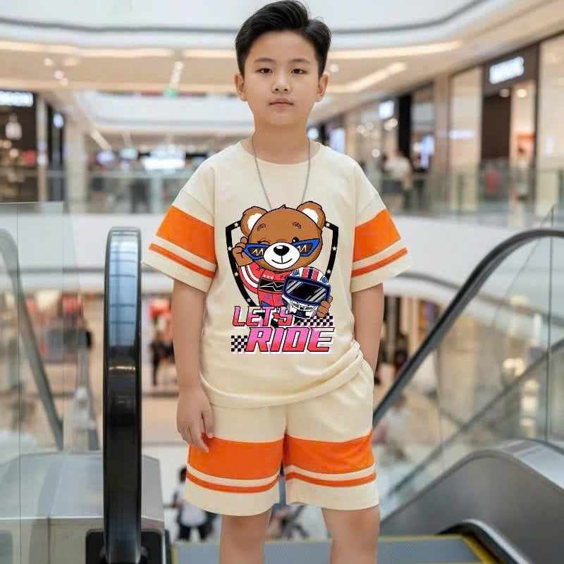 Bộ thun bé trai gấu Ride