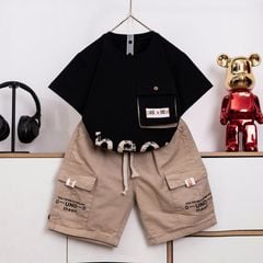Bộ kaki bé trai túi hộp Theori