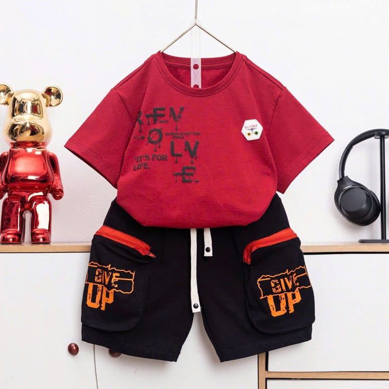 Bộ thun bé trai túi nổi REV