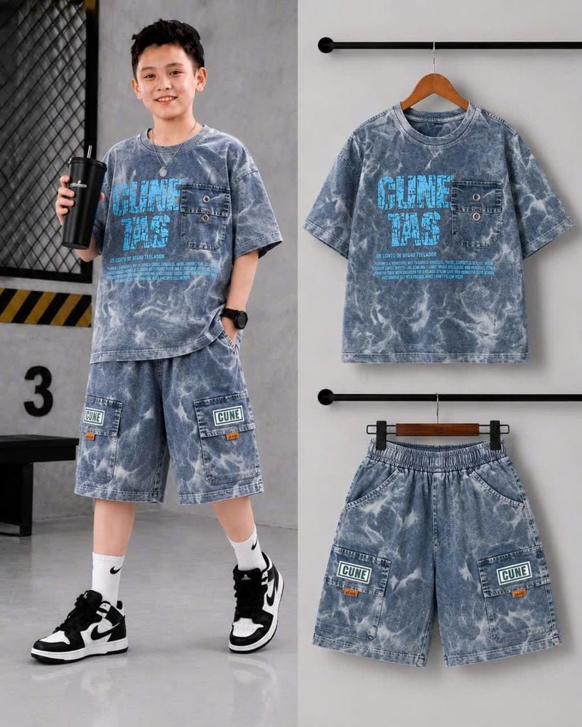 Bộ thun bé trai Wash đá CUNE TAS