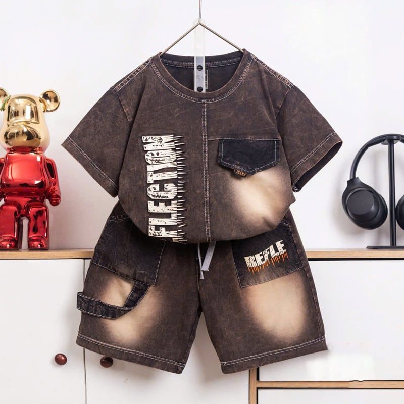 Bộ thun bé trai wash đá Reflection