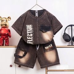 Bộ thun bé trai wash đá Reflection