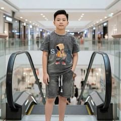 Bộ thun bé trai wash đá Robot