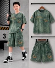 Bộ thun bé trai wash đá túi Special