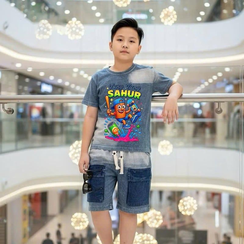 Bộ thun bé trai wash đá Tung Tung Sahur