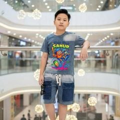 Bộ thun bé trai wash đá Tung Tung Sahur