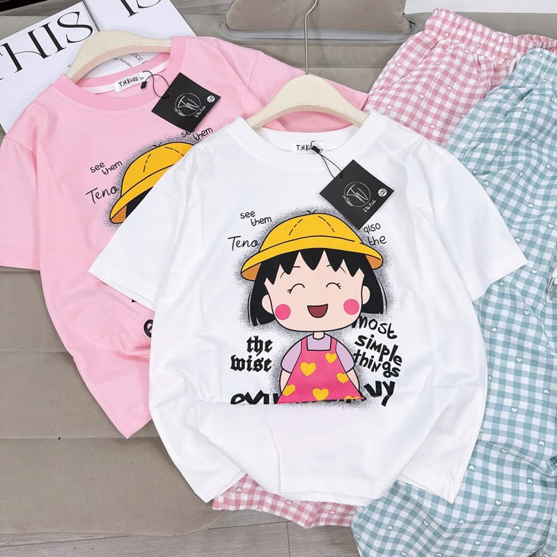 Bộ thun dài bé gái cô bé Maruko