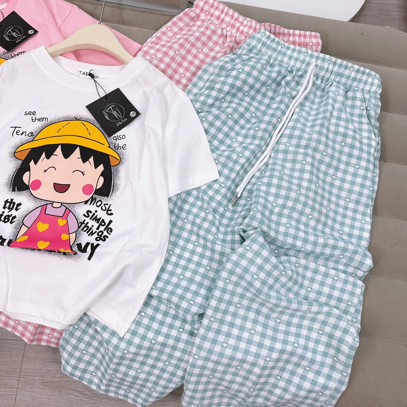 Bộ thun dài bé gái cô bé Maruko