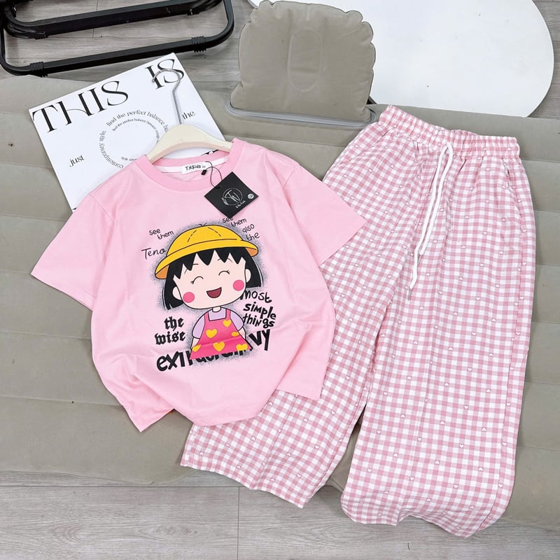 Bộ thun dài bé gái cô bé Maruko
