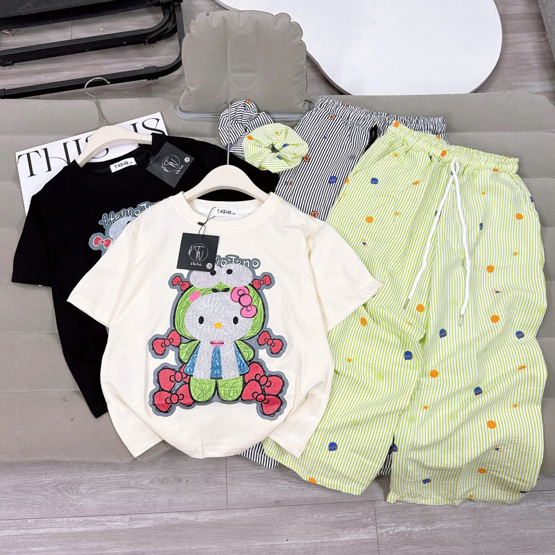 Bộ thun dài bé gái Hello Teno
