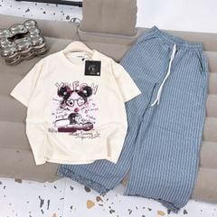 Bộ thun dài bé gái sọc cô gái YKF