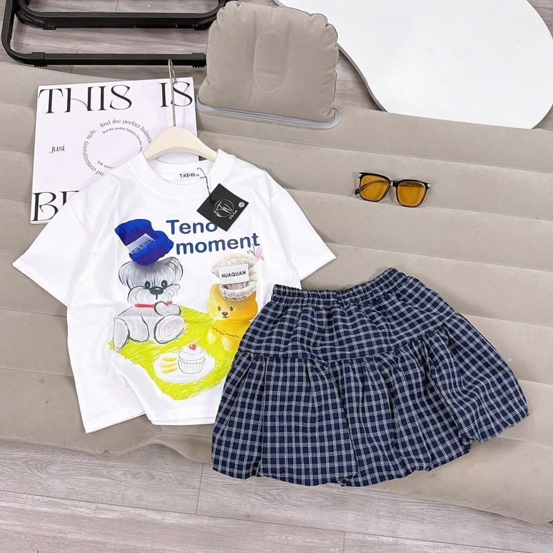 Bộ váy bí bé gái gấu cún