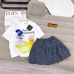 Bộ váy bí bé gái gấu cún