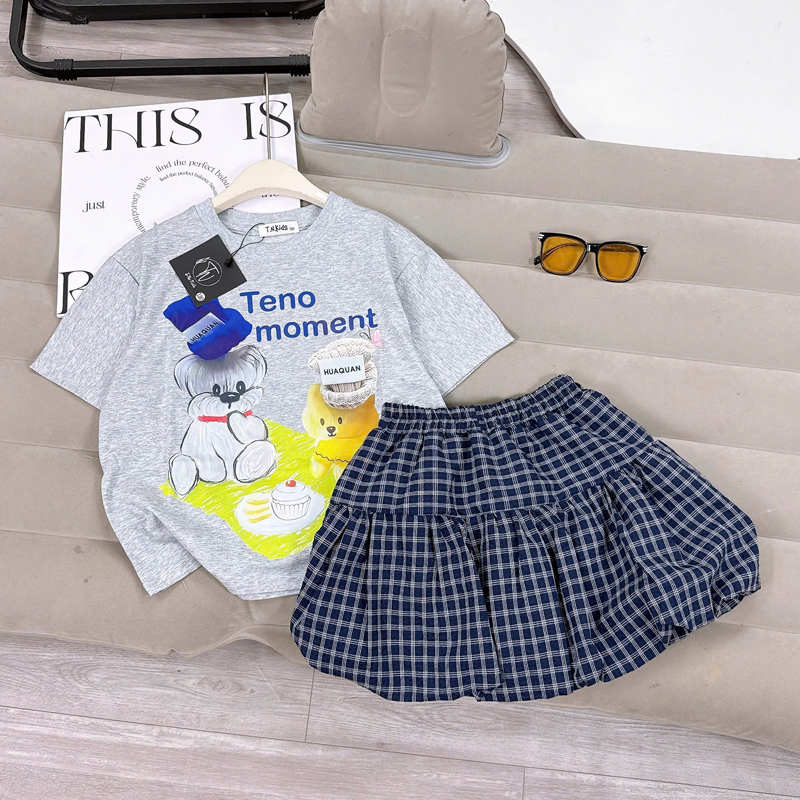 Bộ váy bí bé gái gấu cún