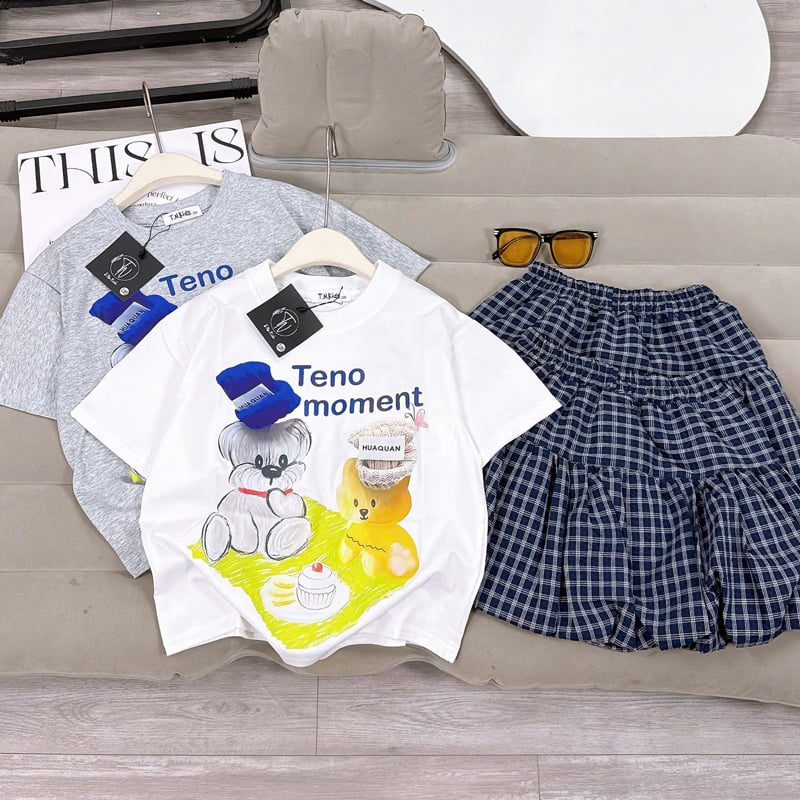 Bộ váy bí bé gái gấu cún