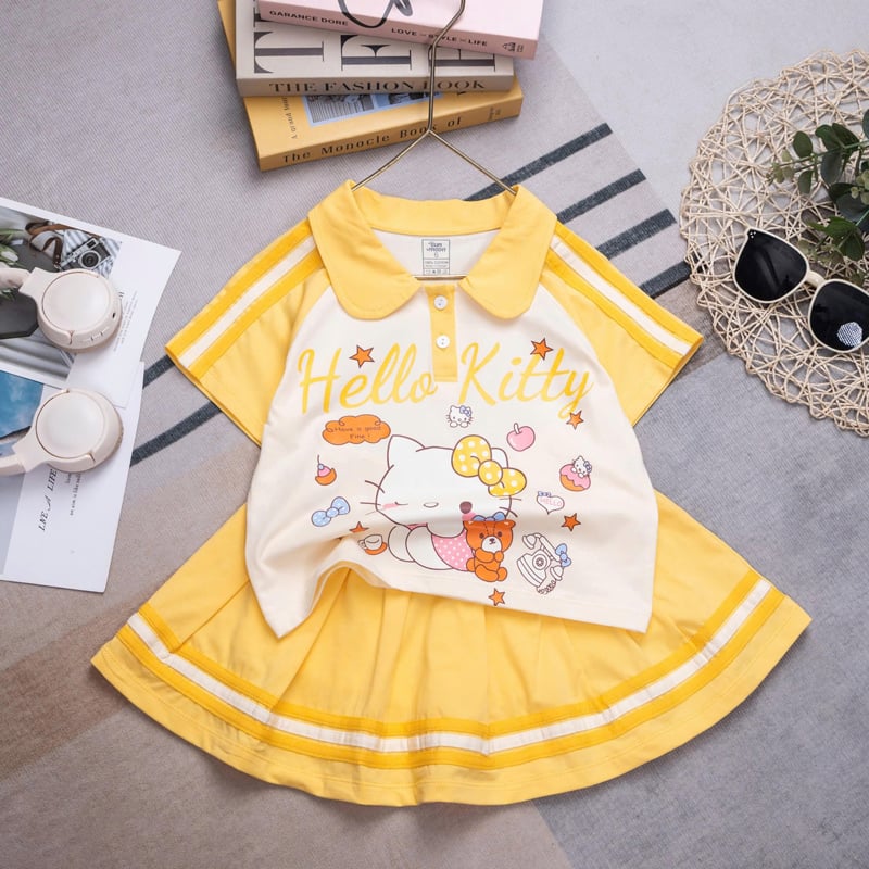 Bộ váy bé gái cổ trụ Kitty dưa hấu