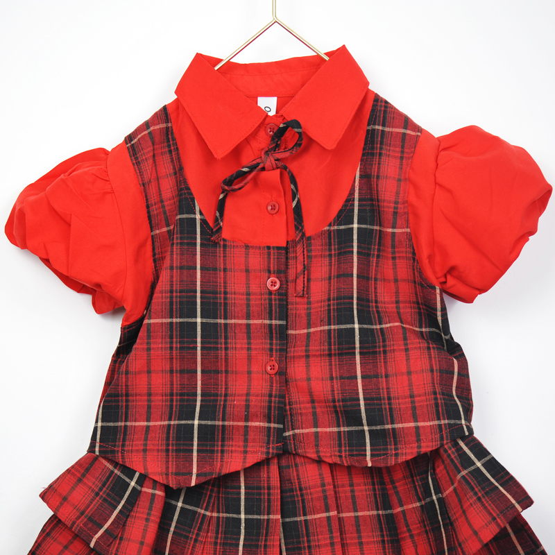 Bộ váy bé gái ghile nơ