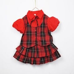 Bộ váy bé gái ghile nơ