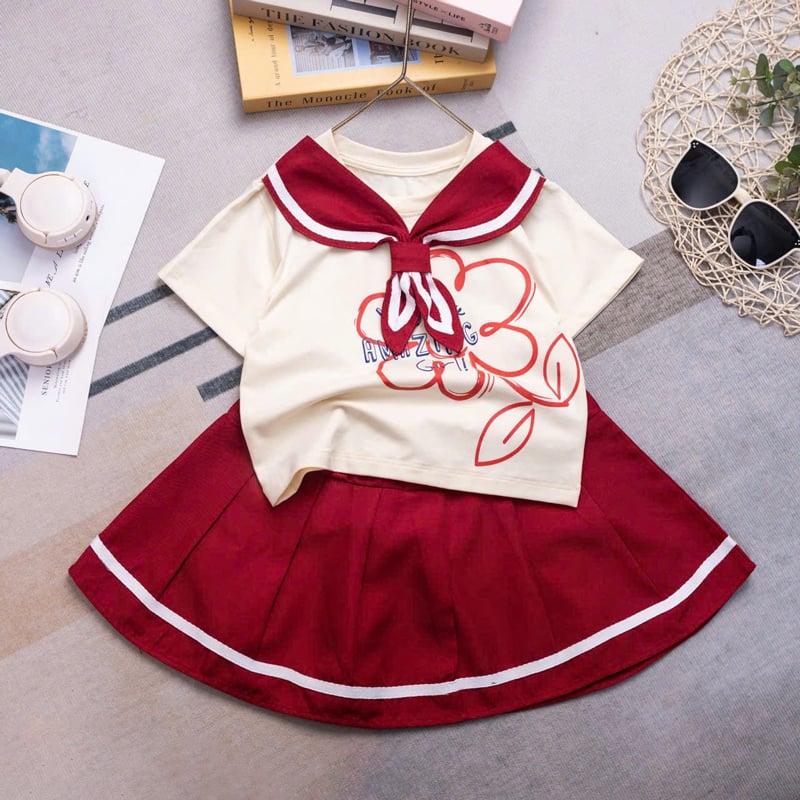 Bộ váy bé gái thủy thủ hoa