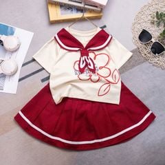 Bộ váy bé gái thủy thủ hoa