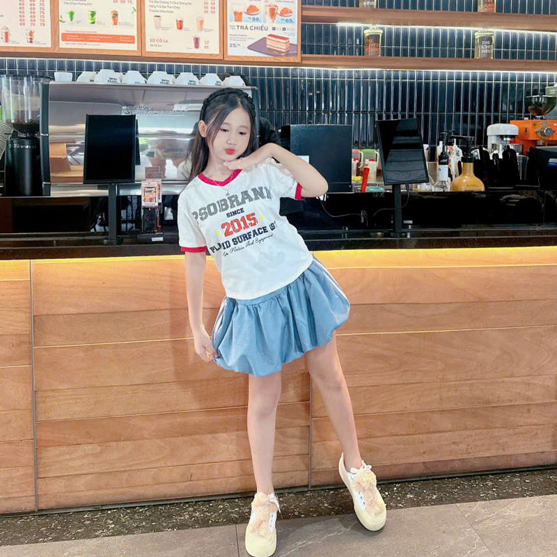 Bộ váy jean bí bé gái 2015