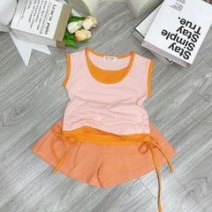 Bộ váy kaki bé gái cột dây