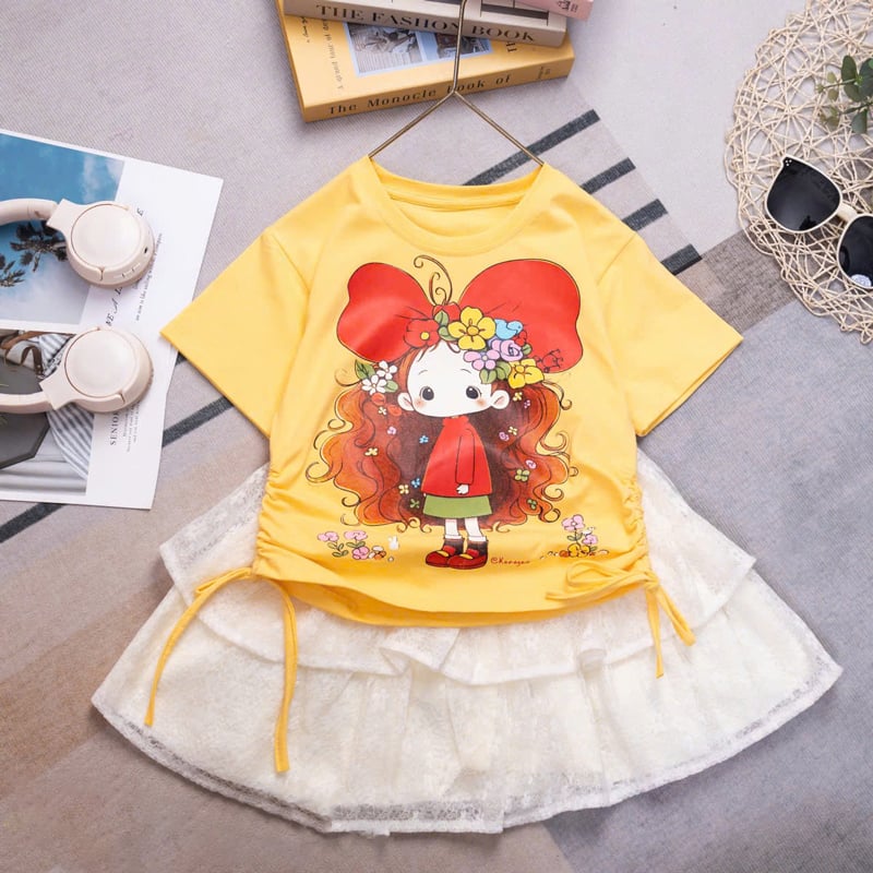 Bộ váy ren bé gái xù