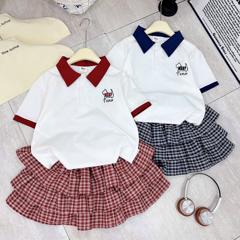 Bộ váy tầng bé gái cổ polo