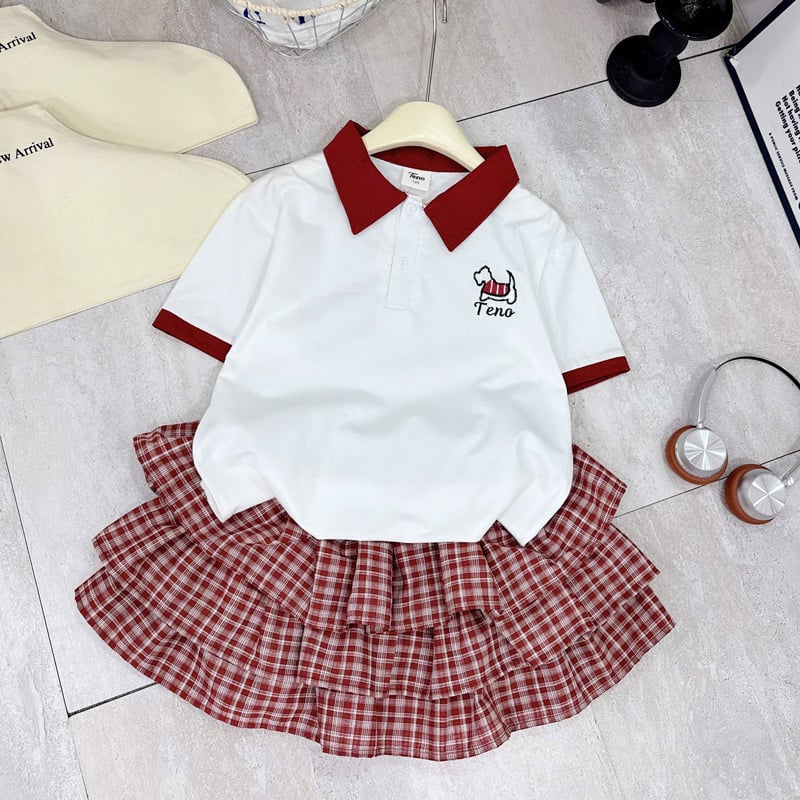 Bộ váy tầng bé gái cổ polo