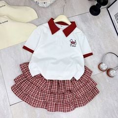 Bộ váy tầng bé gái cổ polo