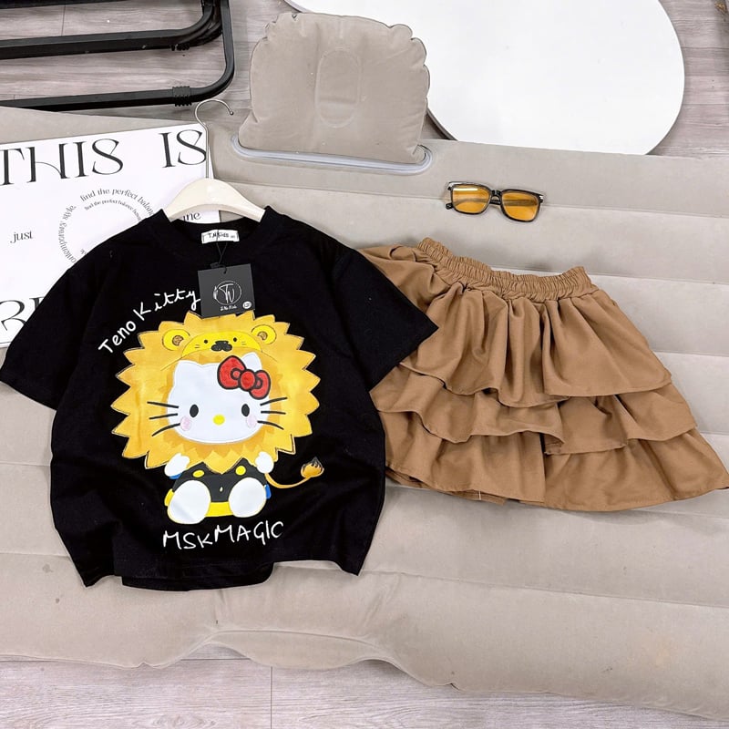 Bộ váy tầng bé gái Kitty mặt trời