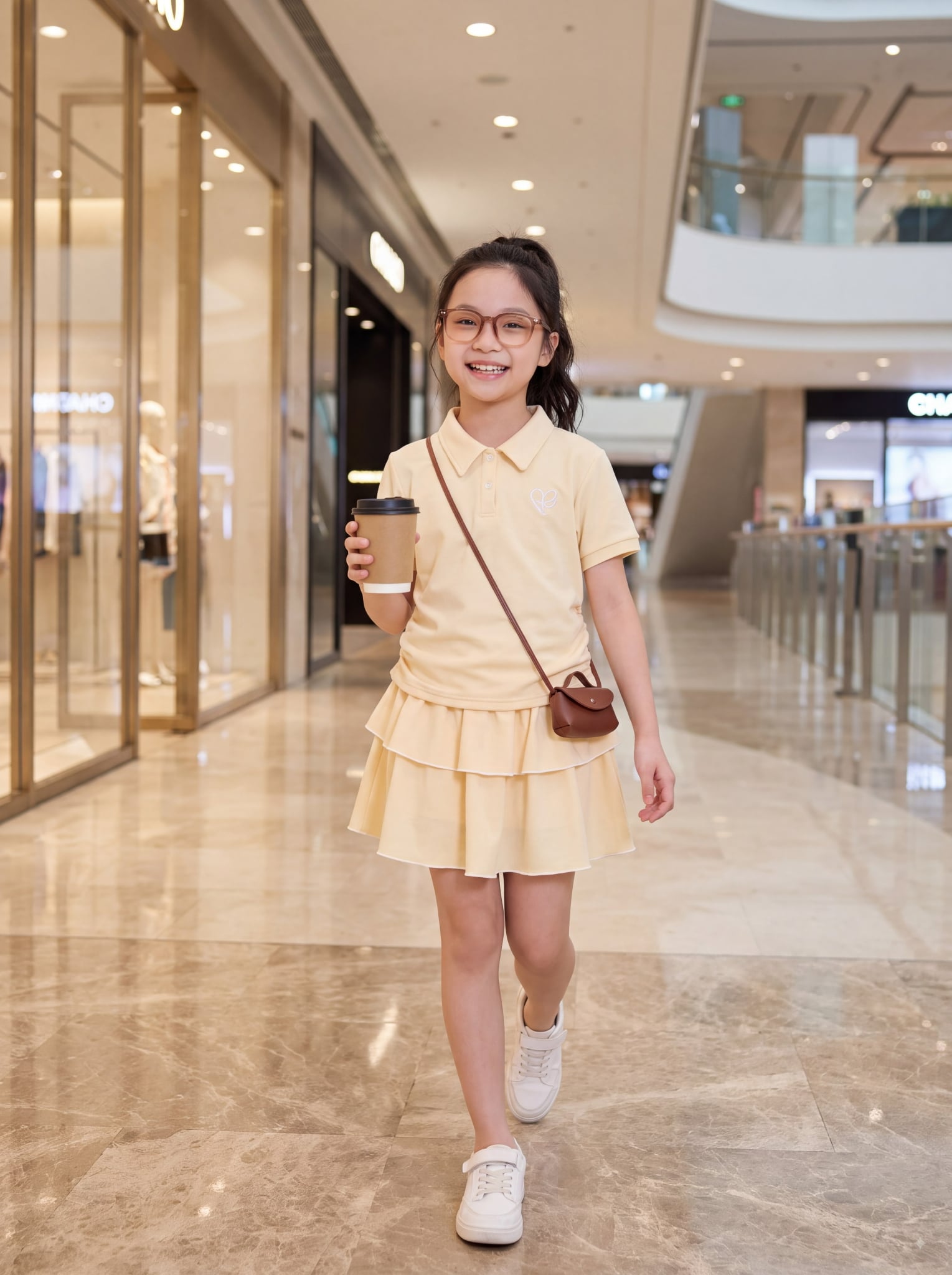 Bộ váy tầng bé gái cổ POLO