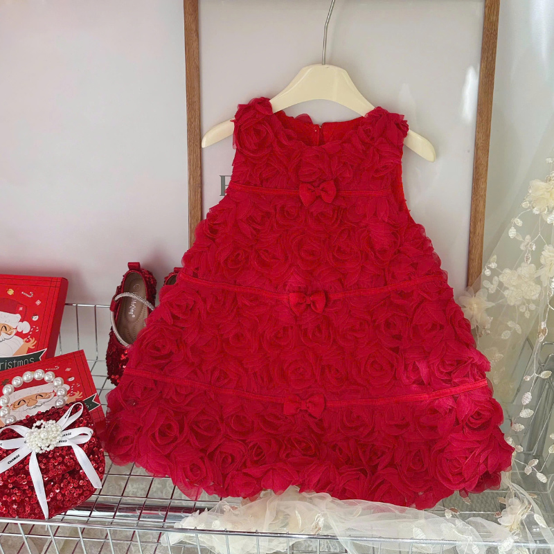 Đầm công chúa bé gái hoa hồng