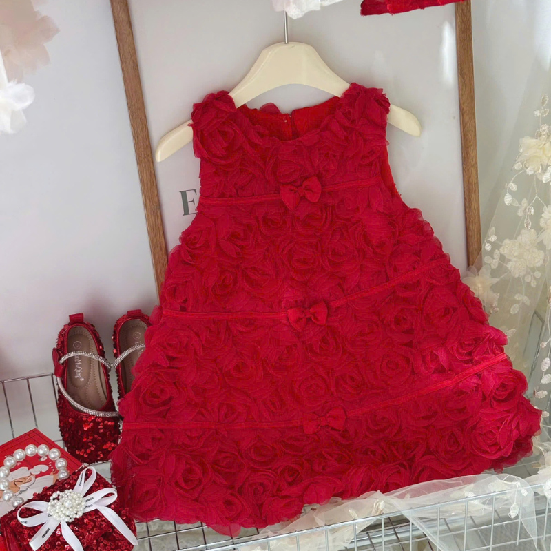 Đầm công chúa bé gái hoa hồng