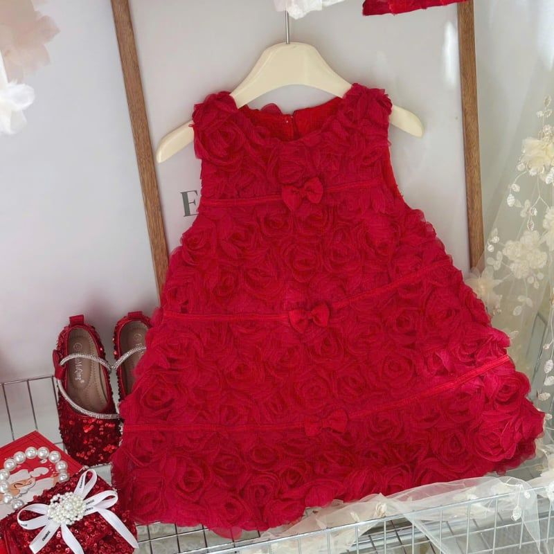 Đầm công chúa bé gái hoa hồng