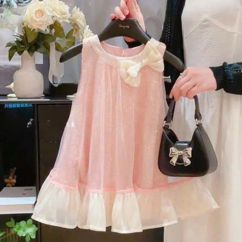 Đầm công chúa bé gái lấp lánh nơ