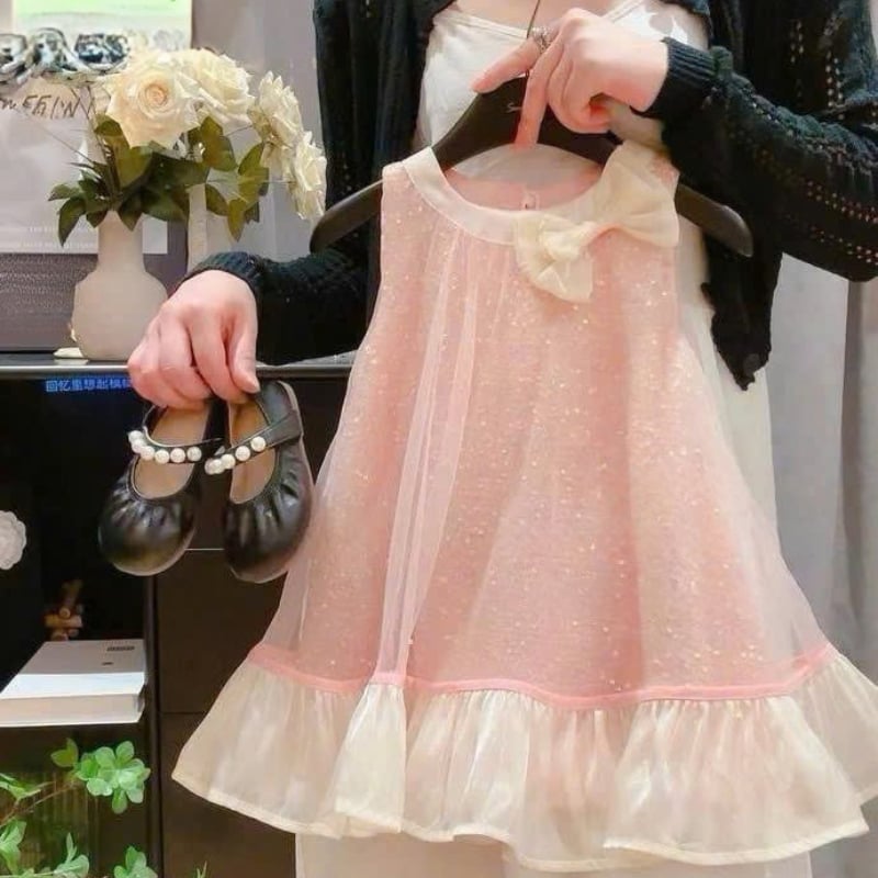 Đầm công chúa bé gái lấp lánh nơ