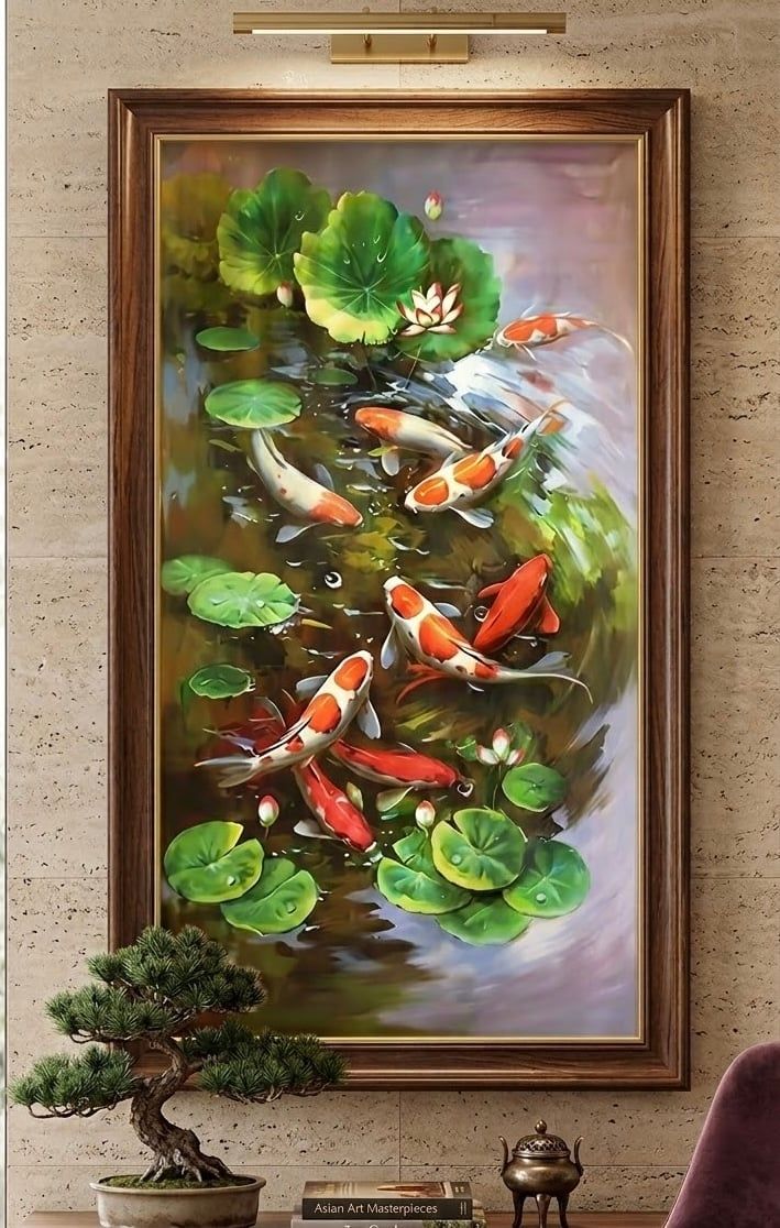  TRANH HOA SEN VÀ CÁ CHÉP 01 
